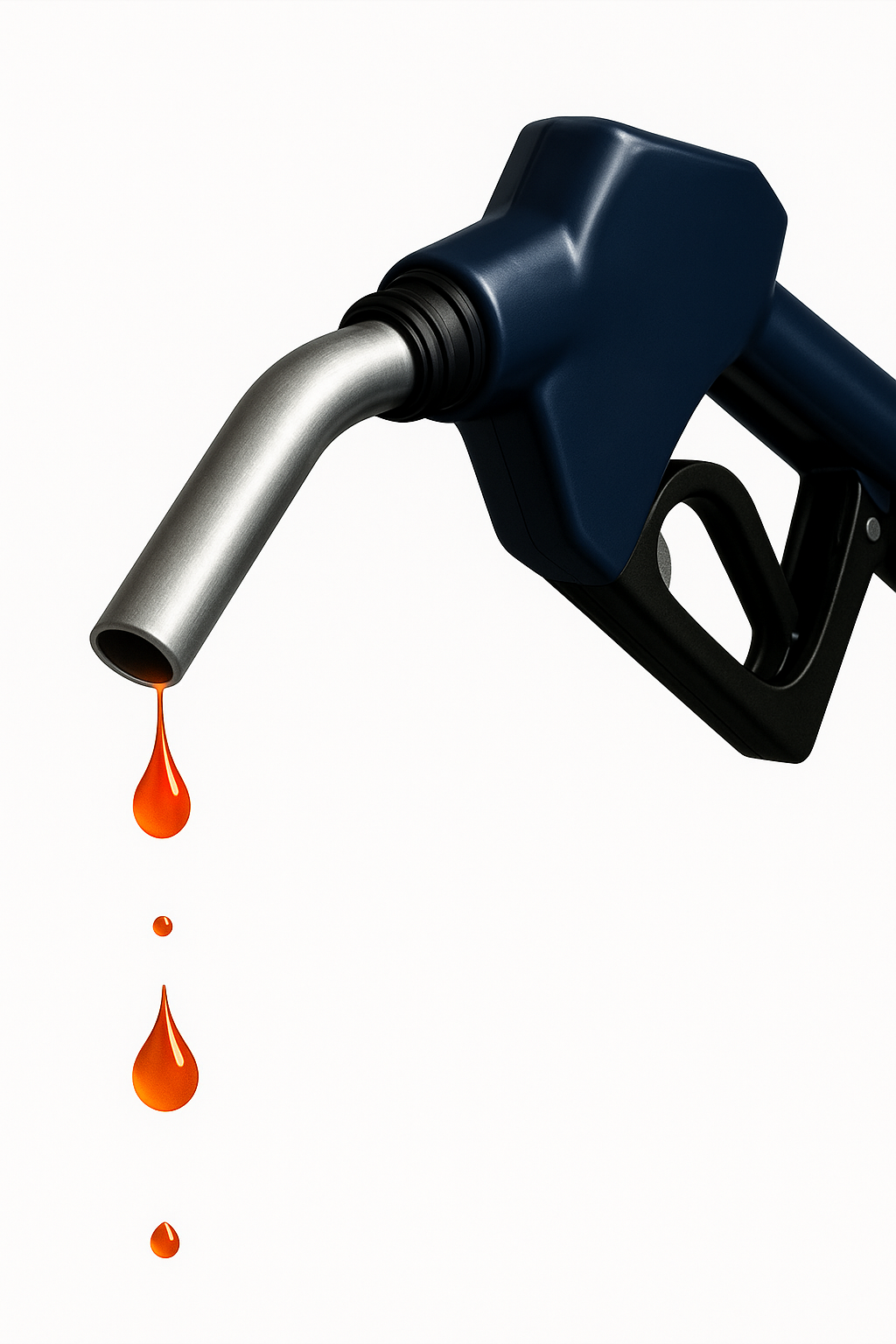 Fuel nozzle with orange drops representing fuel savings and discounts